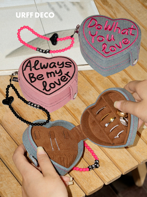 URFFDECO迷你首饰盒心形刺绣