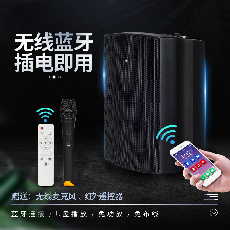 无线蓝牙壁挂音响教室舞蹈室会议室墙挂音响校园餐厅有源店铺音箱