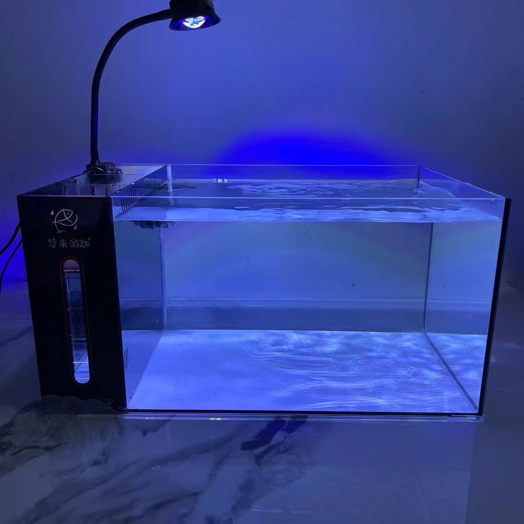 悠来游趣珊瑚缸淡海水通用水族箱桌面海缸背滤缸6MM五线金晶超白