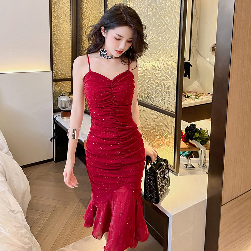 2026夏欧美性感裹胸鱼尾裙