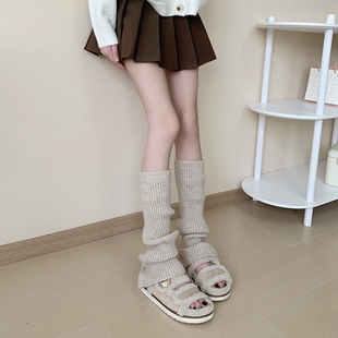 针织袜套微喇春秋薄款袜子女推推袜复古简约腿套叠穿小腿袜中筒袜