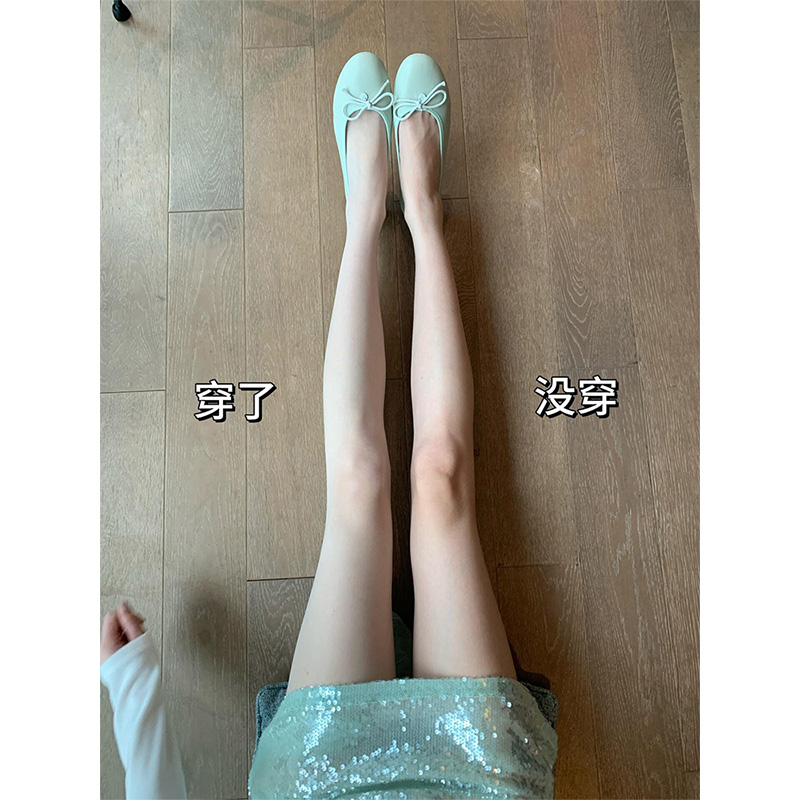 薄荷曼波绿色显白美肤袜