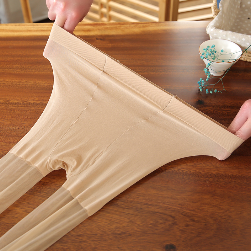 加肥款胖mm柔肤脚尖透明连裤袜