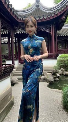 民国风长款无袖丝绒旗袍秋季新款复古文艺显瘦老上海旗袍改良日常