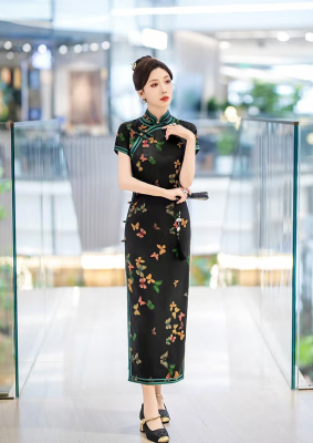 高档旗袍女气质2025新款夏季蝴蝶飞飞复古改良连衣裙民国长款ZX