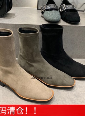 2022冬季新品CK1-90900085小ck弹力靴女方头低跟切尔西靴廋廋袜靴