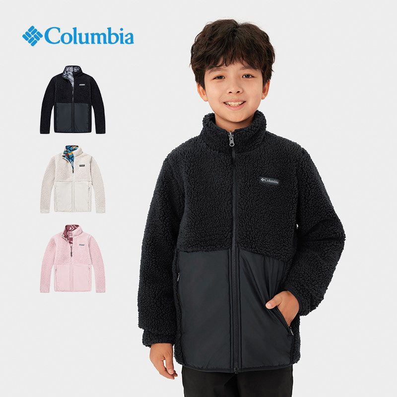 哥伦比亚Columbia户外男童女童羊羔绒拼接保暖双面穿抓绒衣AY4576