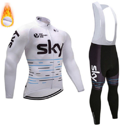 sky春夏秋透气冬保暖抓绒山地公路自行车长袖背带骑行服套装男女