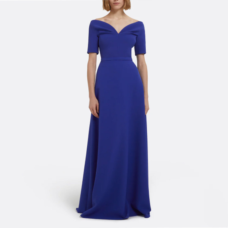 晚礼服长款一字肩短袖连衣裙2025新款时尚晚宴年会晚装高级质感女