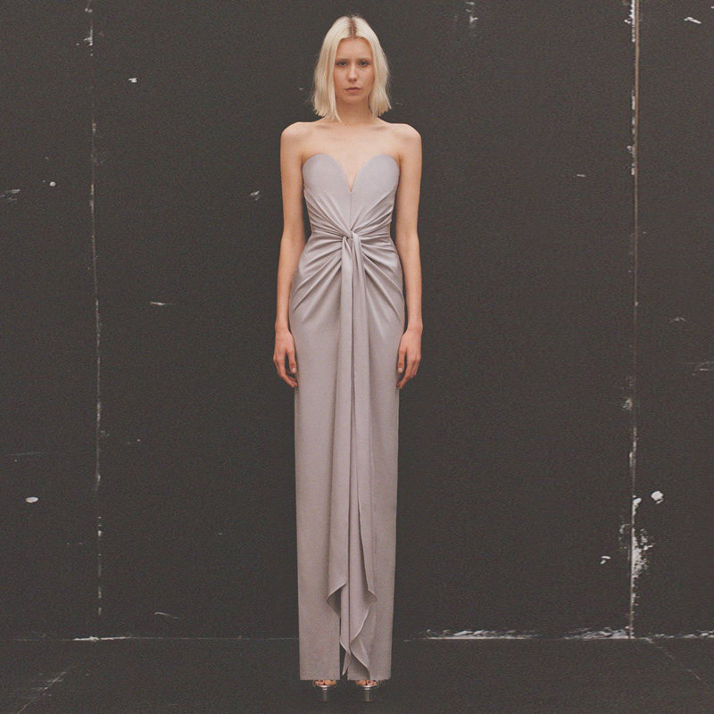 晚礼服长款抹胸裙2024新款灰色年会舞台主持演出服气质优雅连衣裙