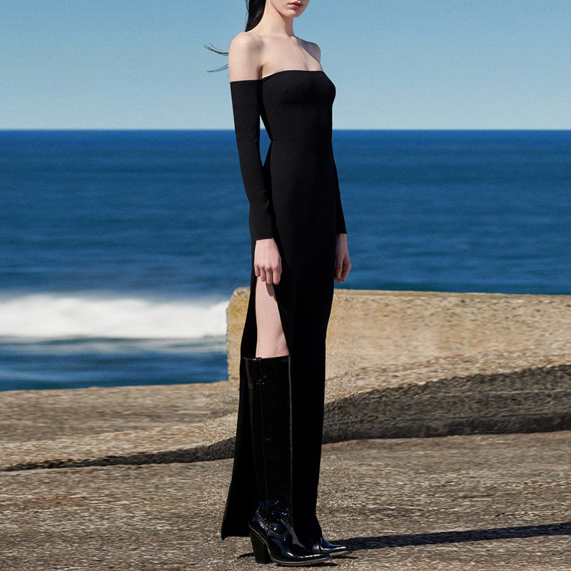 一字肩晚礼服裙女宴会名媛气质优雅长款生日派对连衣裙子高级质感