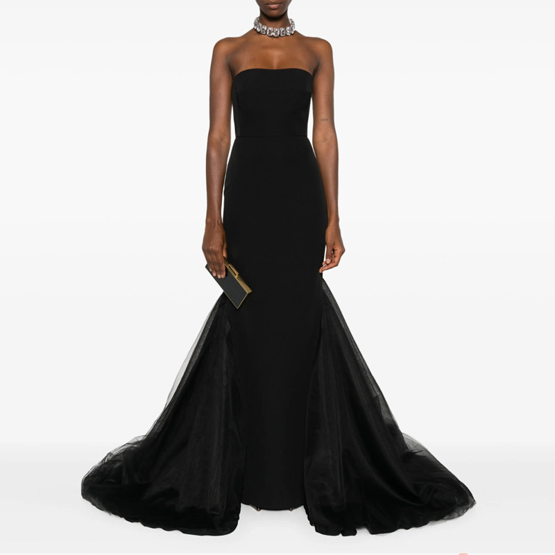 鱼尾晚礼服长裙气质优雅抹胸走秀红毯模特车展宴会2025新款连衣裙