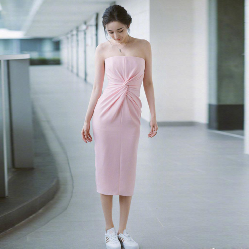 小礼服年会主持人气质抹胸中长晚礼服2025新款姐妹团伴娘装连衣裙