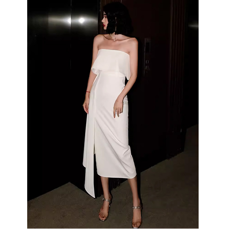 时尚小礼服高级感伴娘姐妹团妈妈装2024新款个性年会晚礼服连衣裙