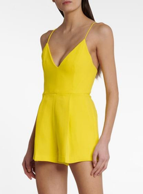 黄色晚礼服吊带短裤子日常可穿生日派对个性气质年会小礼服春夏装