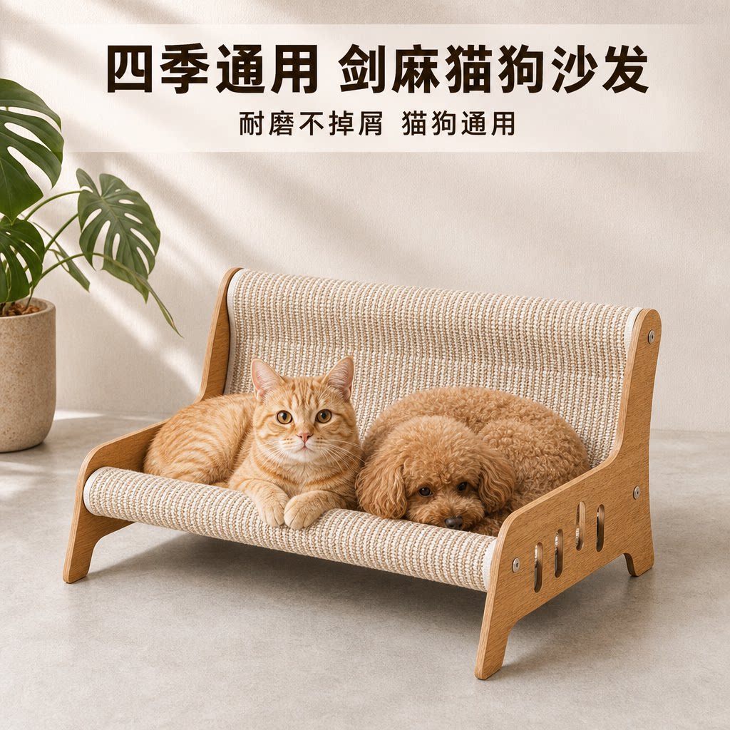 木质剑麻猫狗沙发可睡可抓猫咪解闷玩具超大号耐磨剑麻垫猫狗通用
