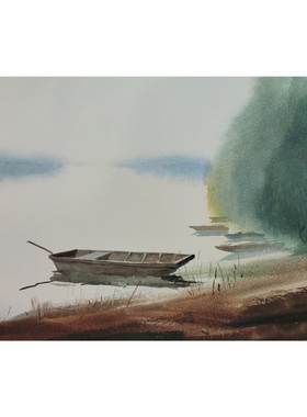 纯手绘风景水彩画宅寂风新居礼品