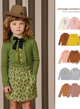 ins爆款2022秋冬mp系列女童宝宝超柔软花边蝴蝶结长袖T恤打底衫