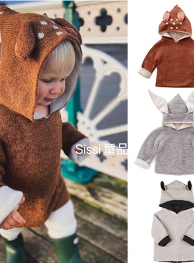 ins爆款2021冬新品童装Oeuf系列儿童宝宝可爱小鹿双层毛衣针织衫