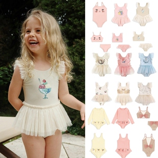 2026春夏KS系列女童宝宝甜美吊带可爱连体防晒泳衣分体泳装比基尼