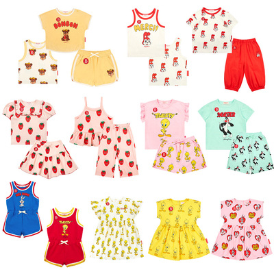 现货2025春夏新韩国Bp童装男女童宝宝连衣裙背心T恤短袖短裤套装