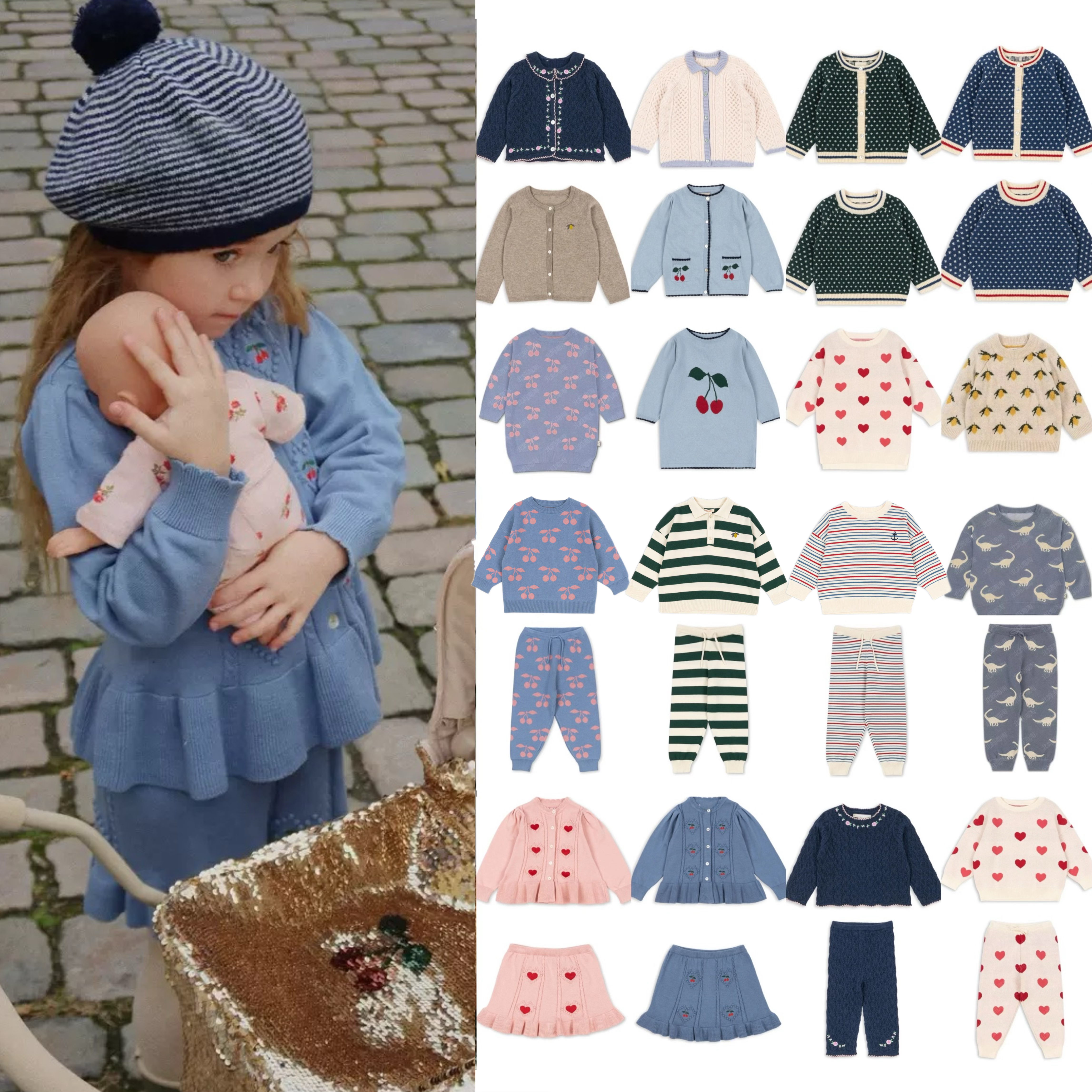 套装刺绣毛衣开衫半身裙连衣裙