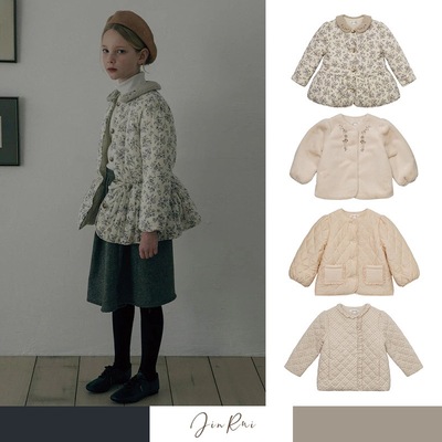 2025冬LOU女童法式欧美长袖裥棉加厚刺绣外出服棉服保暖棉衣外套