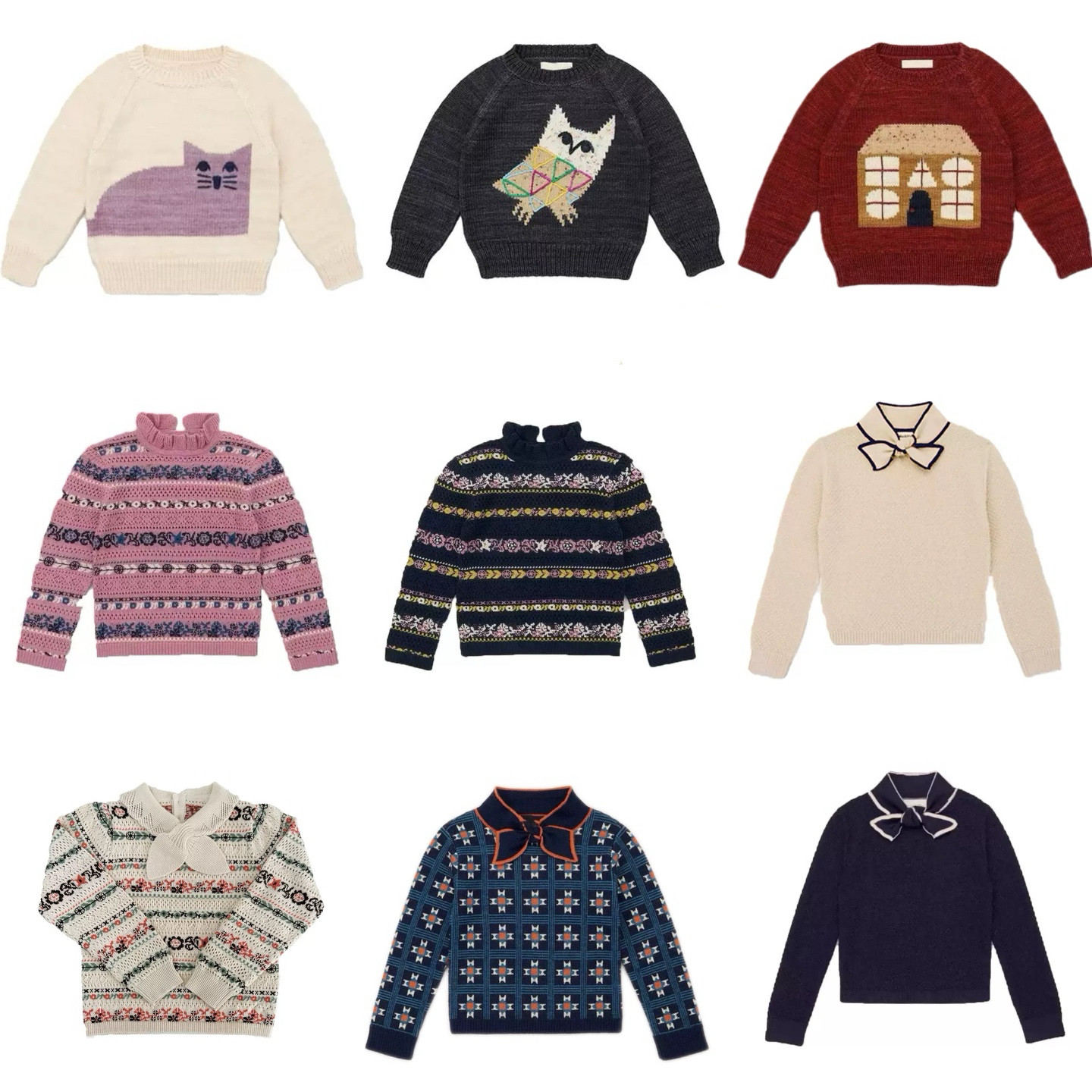 2025秋冬Mp新款复古儿童男女童宝宝针织衫领结毛衣上衣半身裙套装