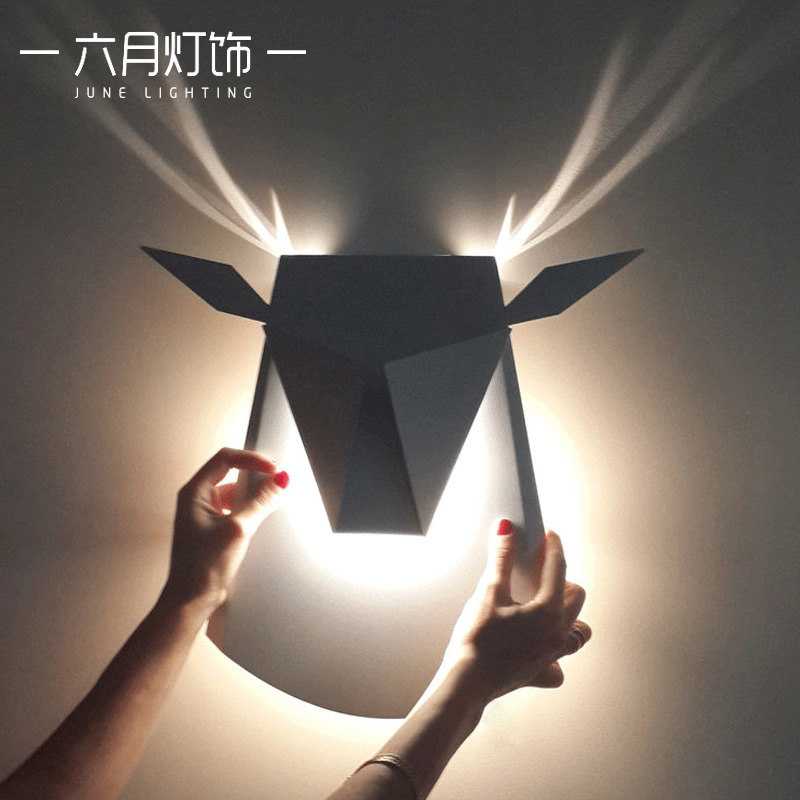 北欧现代折纸简约led鹿角壁灯