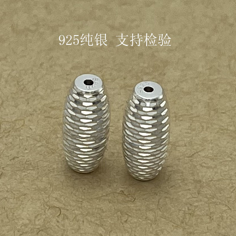 S925纯银建筑柱体项链隔珠