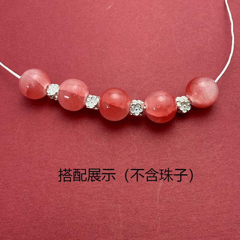 S925纯银四面樱花隔珠DIY配件
