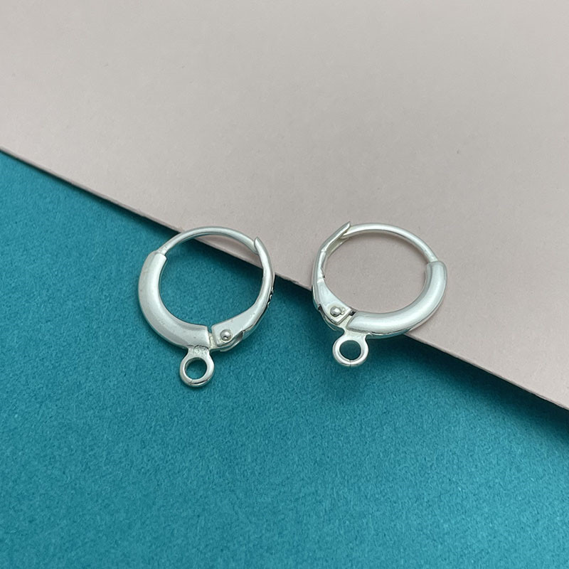 S925纯银光面耳圈百搭手工DIY