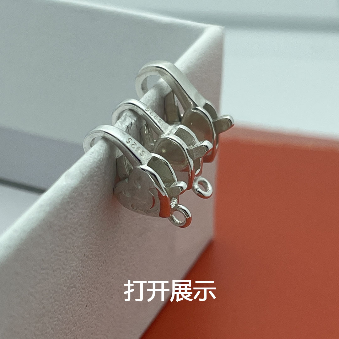 S925纯银笑脸U型扣DIY吊坠扣