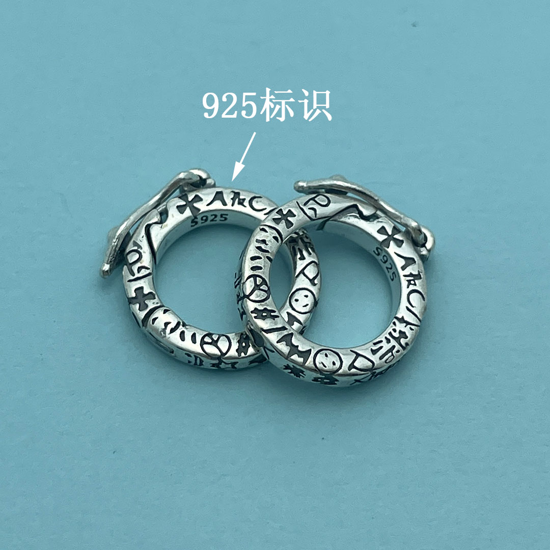 S925复古做旧圆形银万能扣