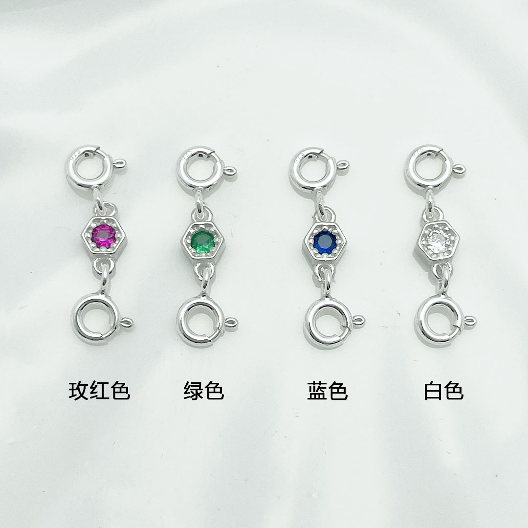 S925纯银双头弹簧扣镶钻项链