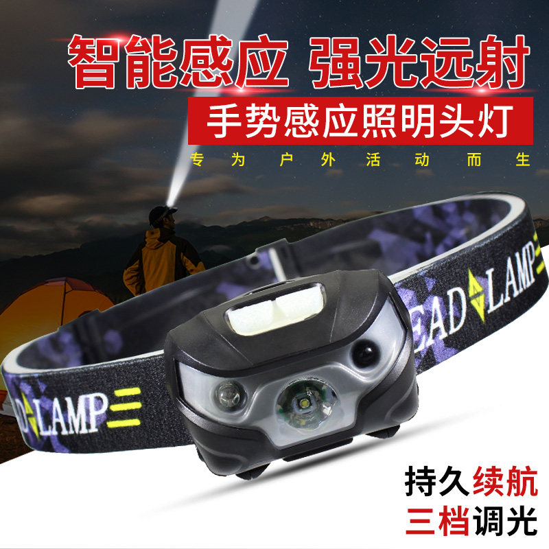 LED头灯USB可充电超亮强感应迷你夜钓鱼小矿灯头戴式手电筒光防水