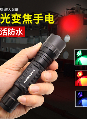 红光绿光紫光手电筒 养蜂查蜂夜航天文观星可充电防水照明LED