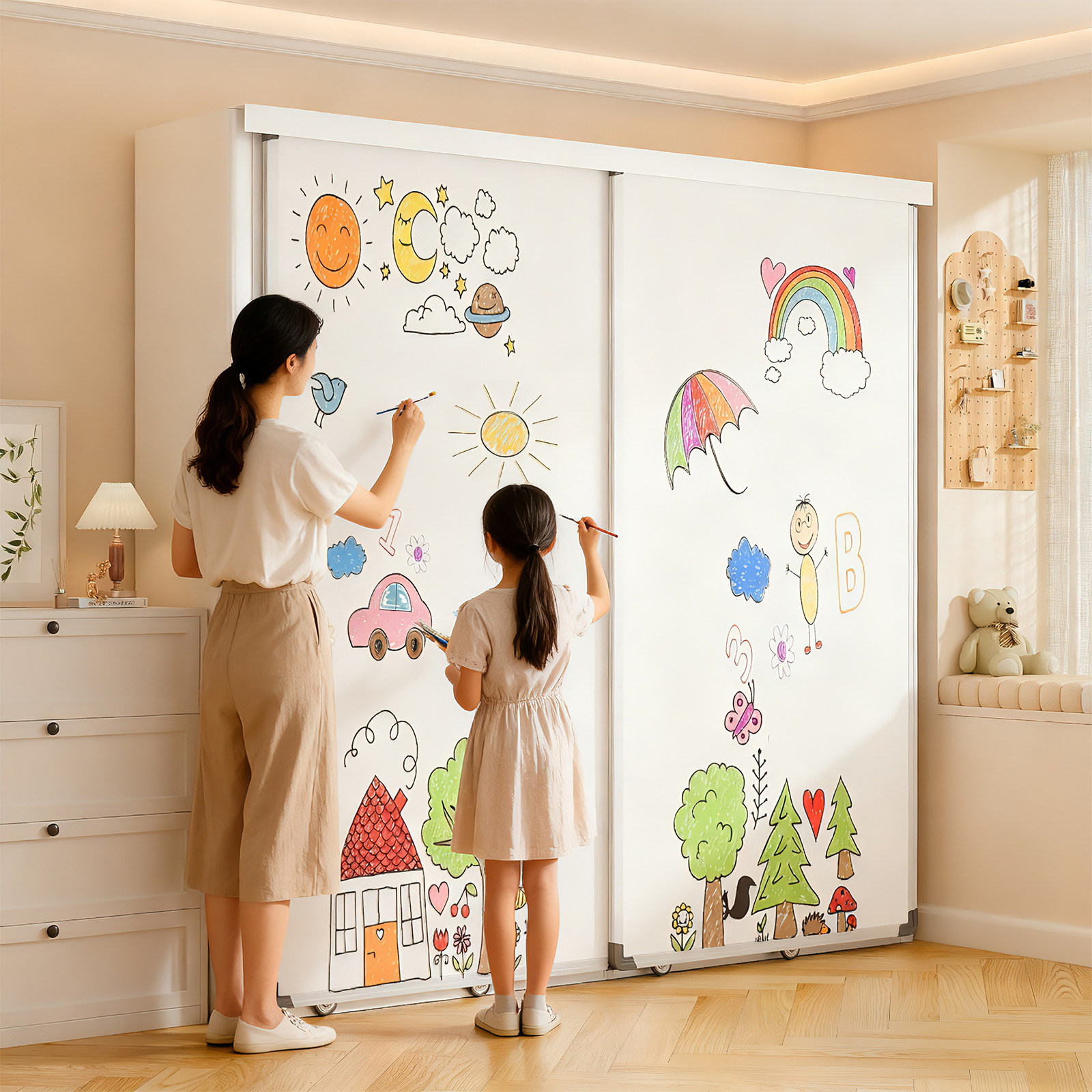 家用钢制图书馆书架白板门免打孔书架推拉磁吸白板多层组合儿童柜,住宅家具,书架,淘宝优惠券,粉丝福利购,淘宝优惠卷