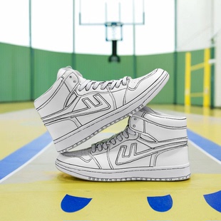 回力爆改涂鸦二次元小白鞋女新款手绘女鞋ins线条百搭板鞋潮男鞋