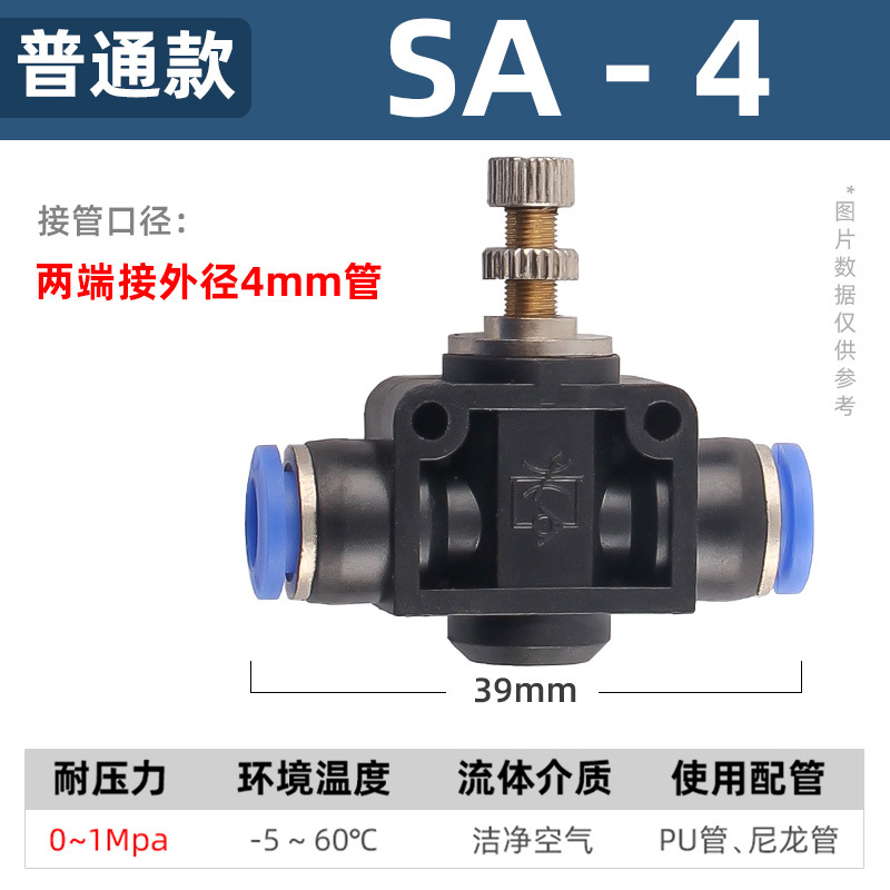 SA节流阀调速调节管道阀快速快插气动气管接头元件SA4/6/8/10/12