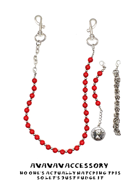 AVAVAVA原创红底黑纹石裤链可拆卸高街vintage嘻哈裤挂饰vibe包链