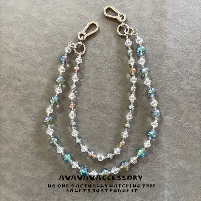 AVAVAVA 小众设计感水晶珠子牛仔裤腰链男女同款炫彩裤链包包挂链