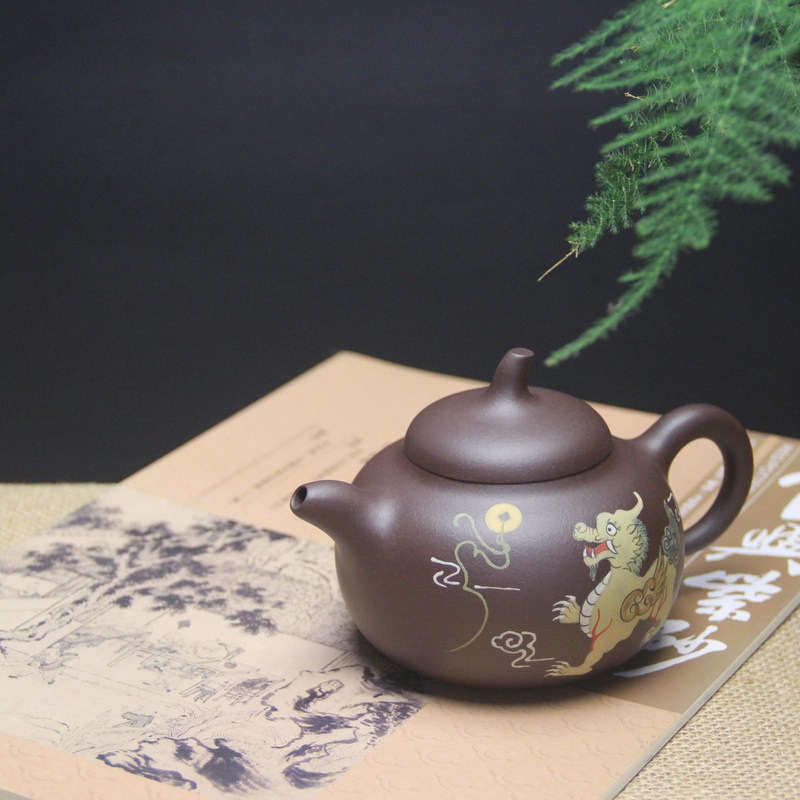 原矿紫砂全手工泥绘紫砂壶