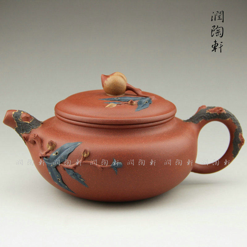 宜兴紫砂壶 花货茶壶 紫砂寿桃壶 紫砂茶壶茶具