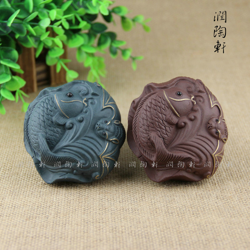 宜兴紫砂茶宠描金福在眼前