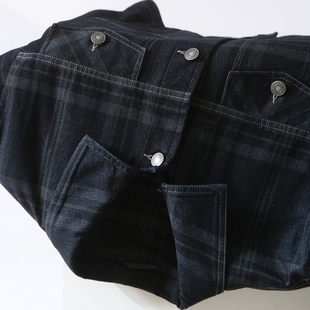 【柜子款！板正硬朗！】春秋男士翻领时尚休闲格纹牛仔夹克外套潮