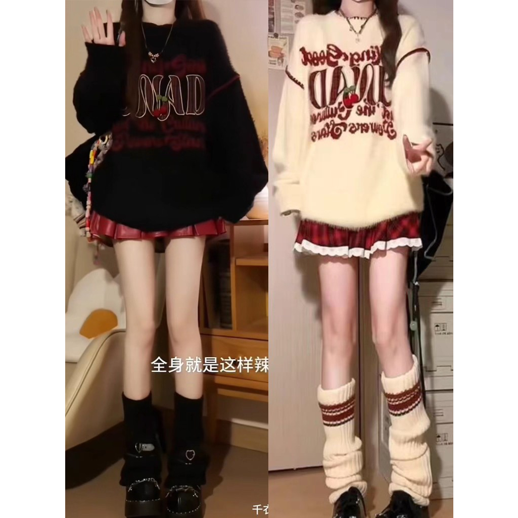 美式复古刺绣毛衣女生秋冬季2025新款穿搭内搭慵懒风宽松针织上衣