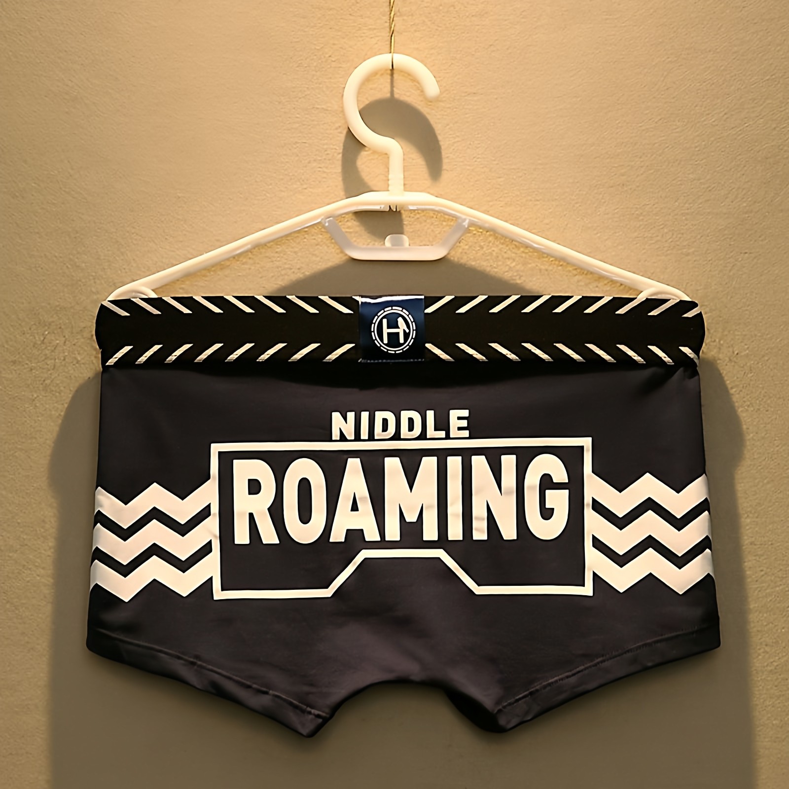 3条装男士纯棉内裤新款型男平角裤字母个性U囊袋潮流透气四角短裤