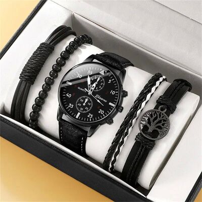 5PCS Set Fashion Mens Sports Watches Man Business Quartz Wri