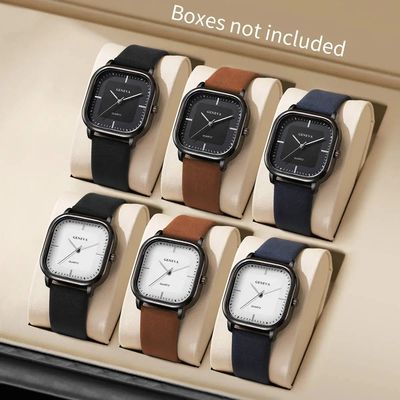 3/4/6PCS Fashion Men Watches Set Casual Square Quartz Watch